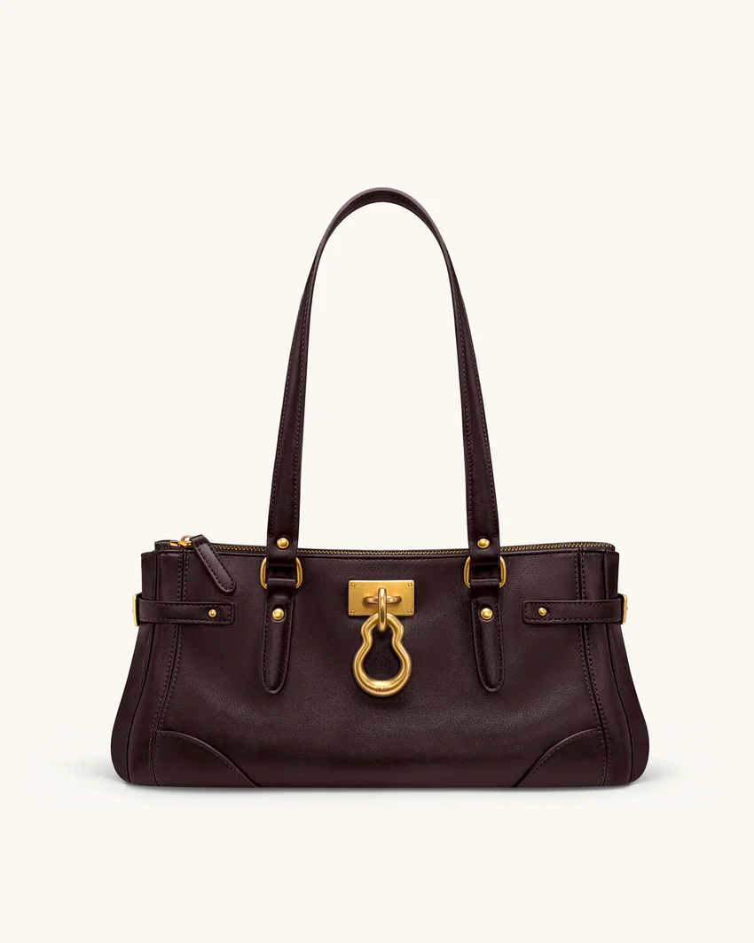 Yvette Elongated Tote Bag - Dark Brown