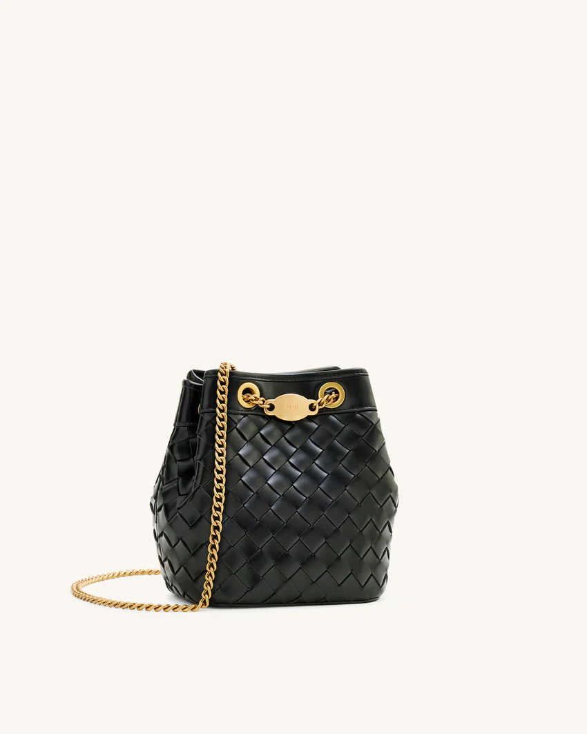 Yara Hand-Woven Bucket Bag - Black