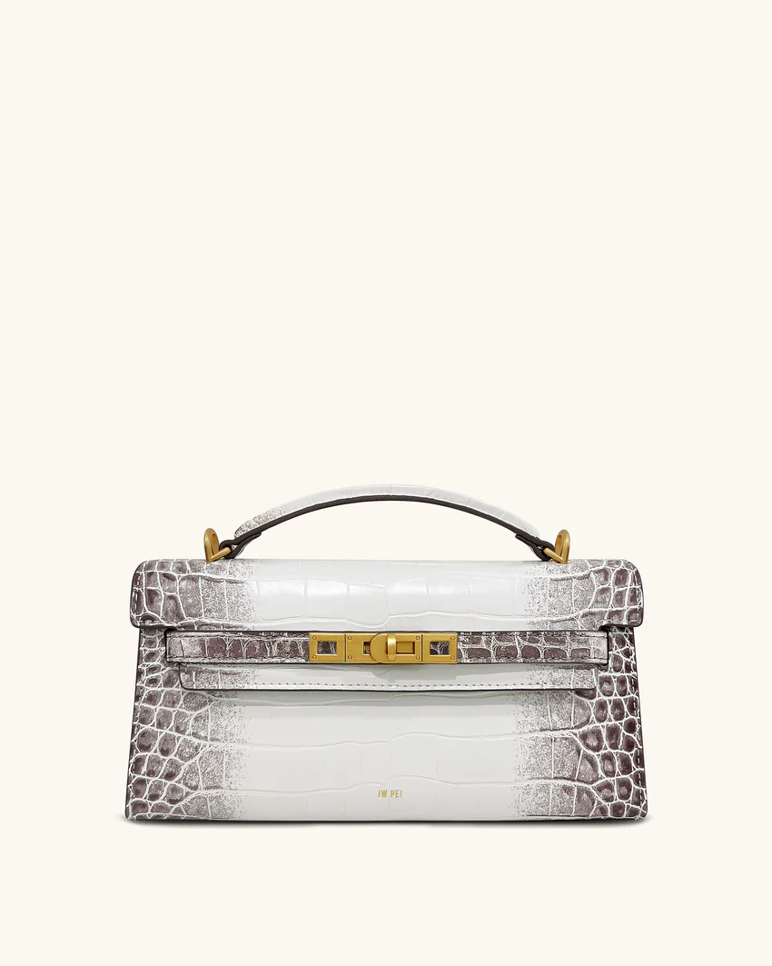 Noor Top Handle Bag - White Croc