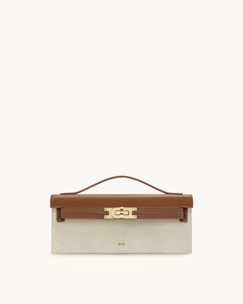 Bria Structured Top Handle Bag - Brown Canvas