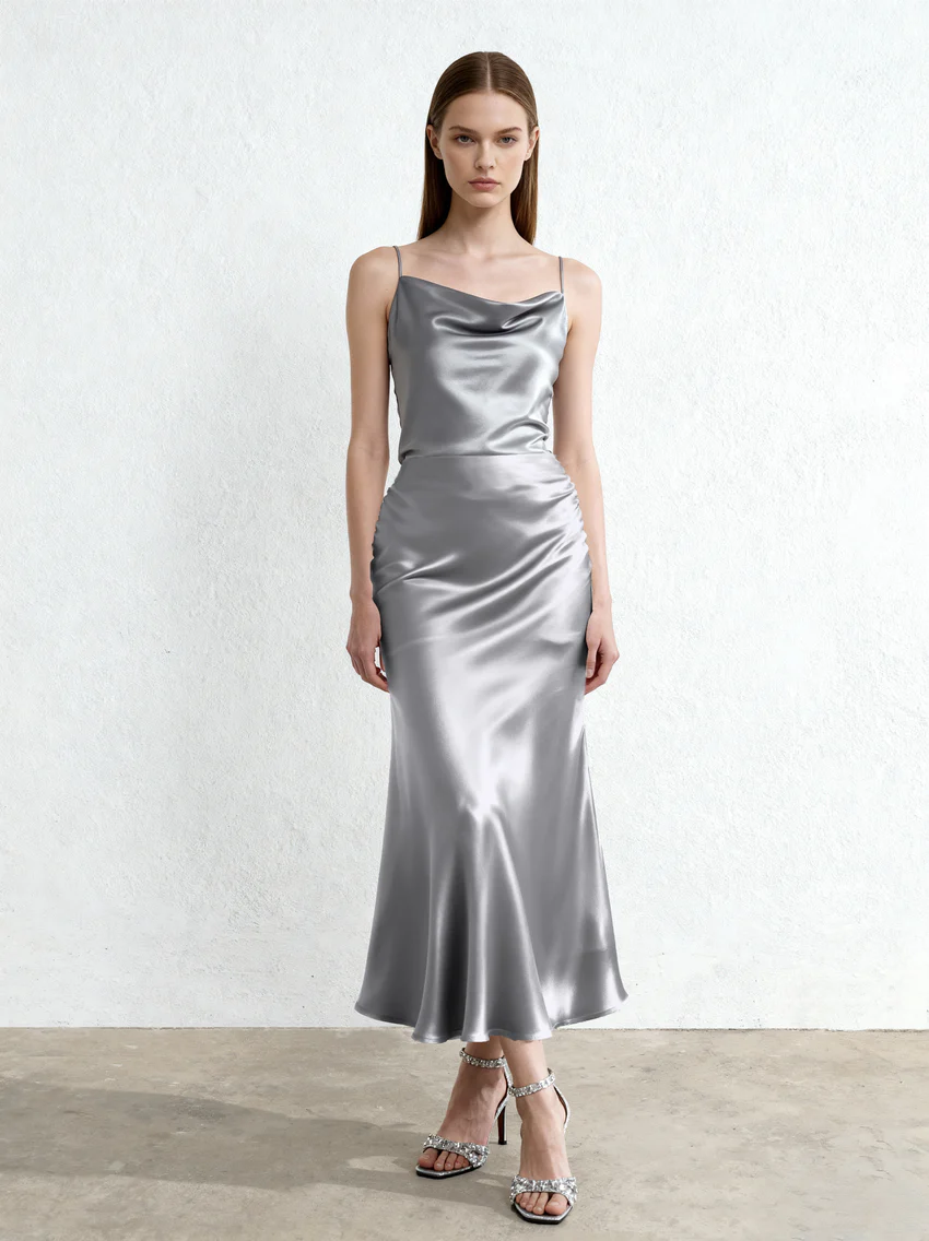 Liquid Satin Cowl Camisole - Silver