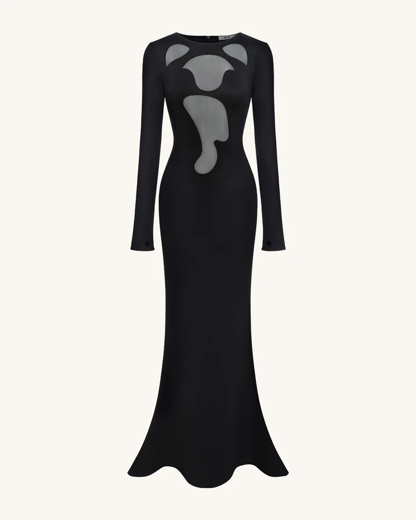 Ava Cutout Bodycon Gown - Black