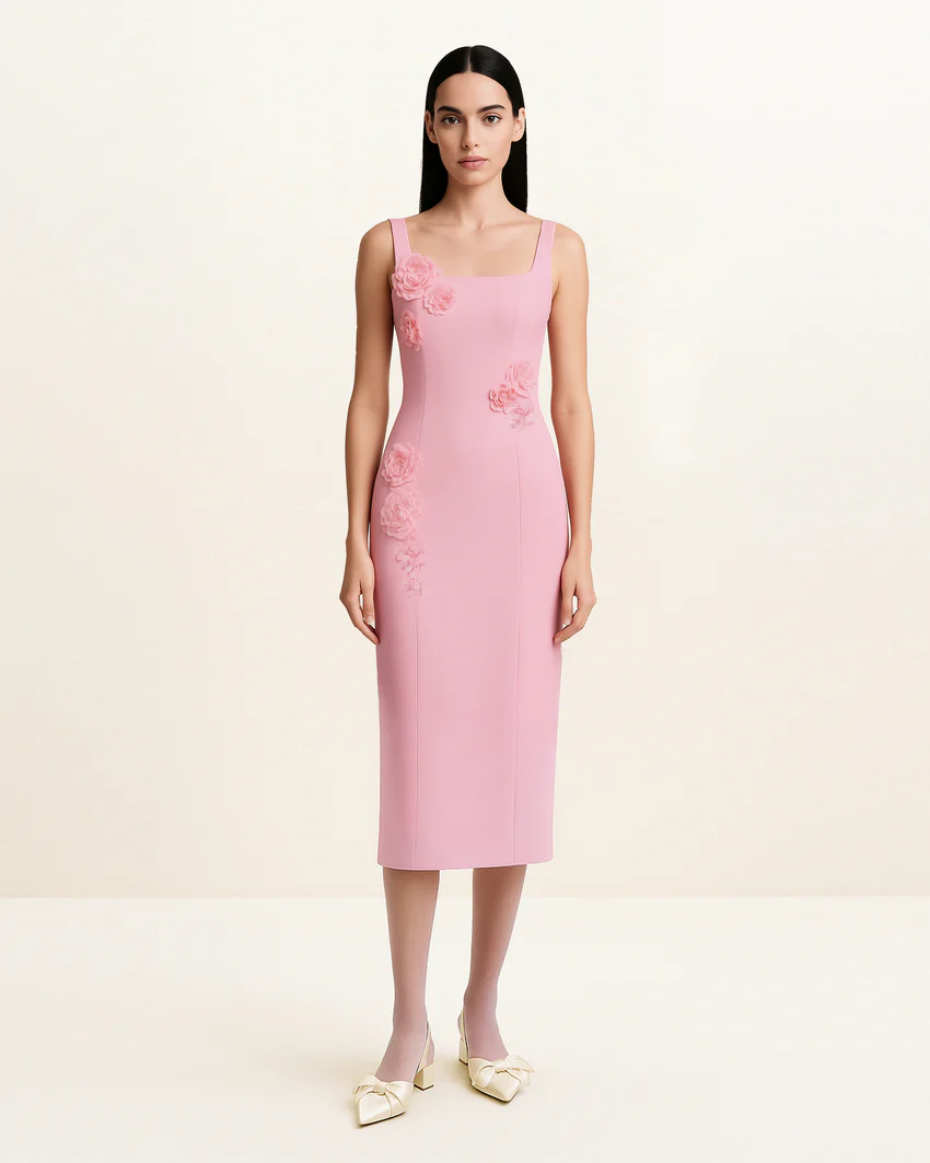 Garden Grace Sheath Dress - Pink