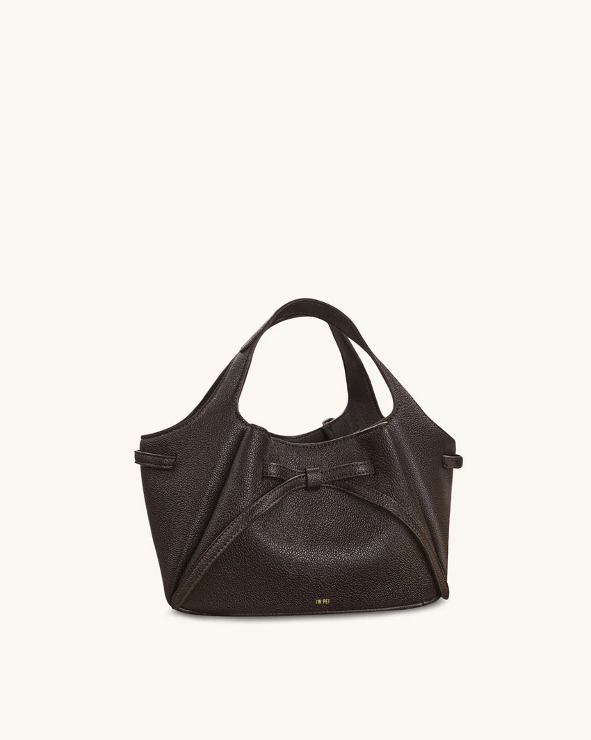 Mabel Soft Bow Tote Bag - Dark Brown