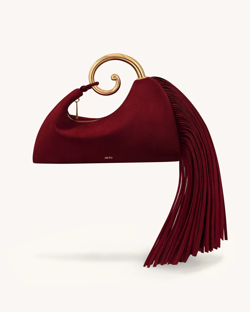 Nell Fringe Hardware Top Handle Bag - Burgundy