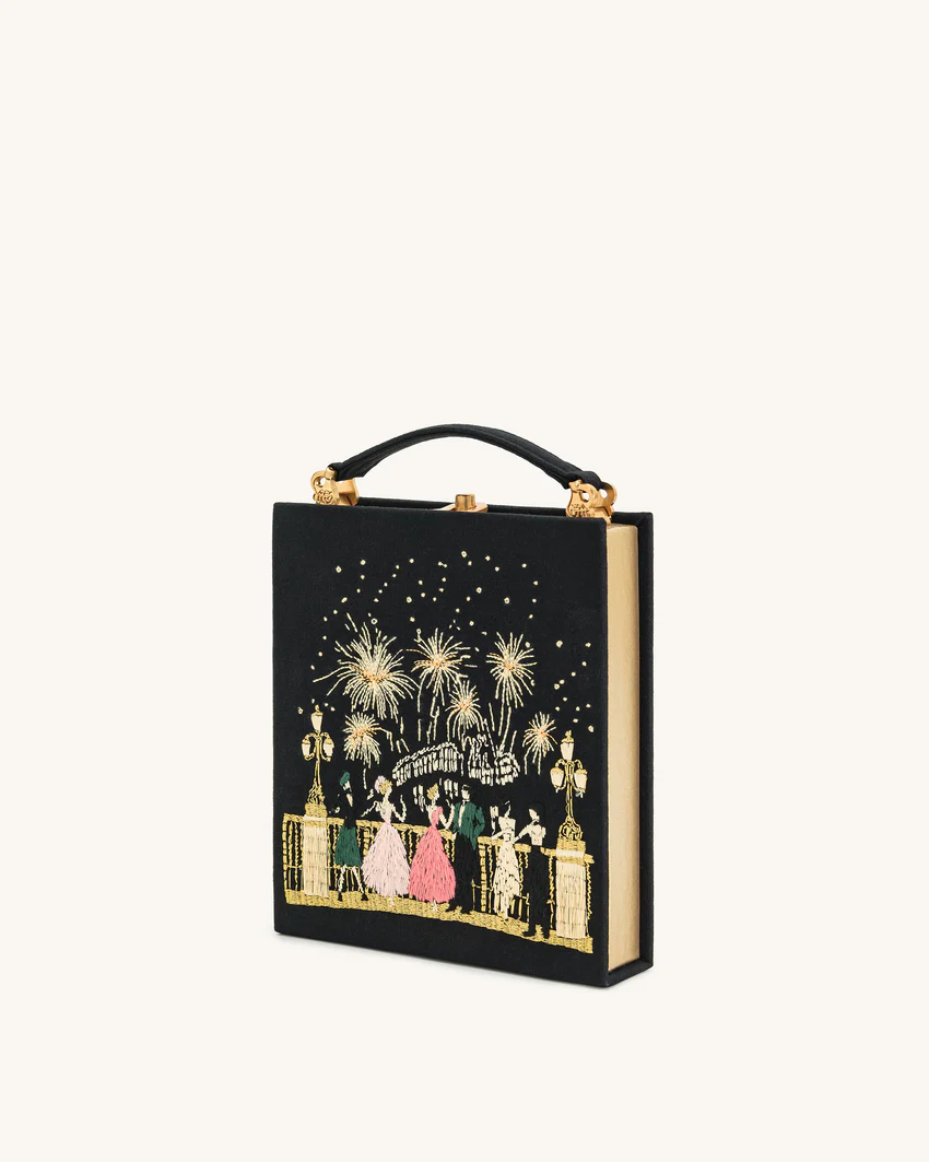 Taya-Fireworks  Pattern Book Shape Clutch Bag - Black