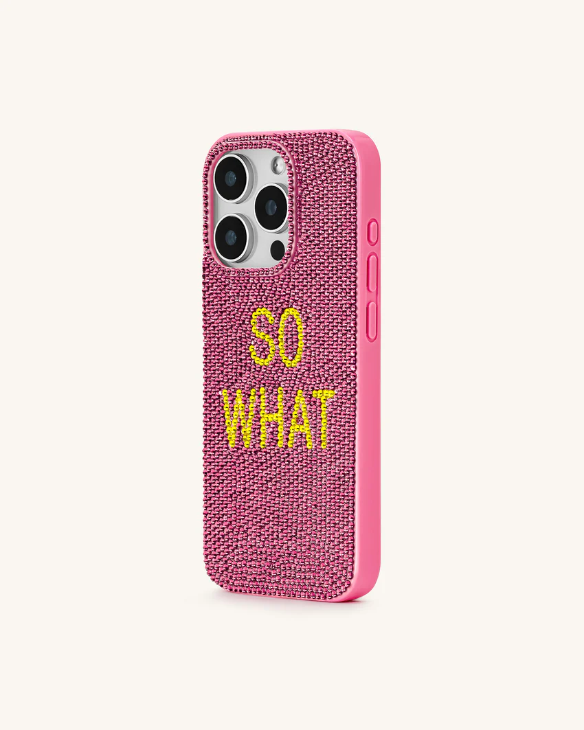 So What Rhinestone Phone Case - Pink