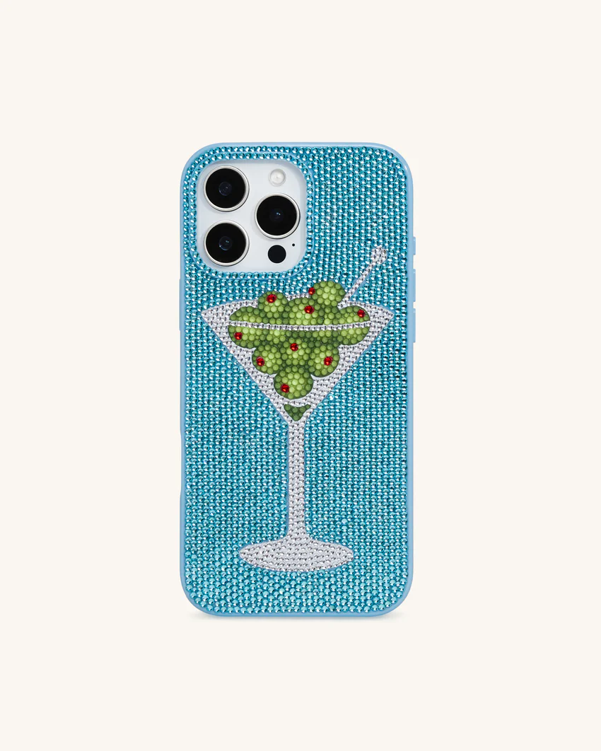 Olive Martini Artificial Crystal Phone Case - Light Blue
