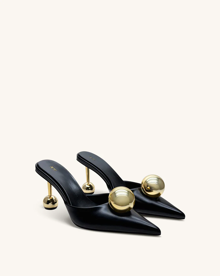 Sofia Sphere Heel Mules - Black