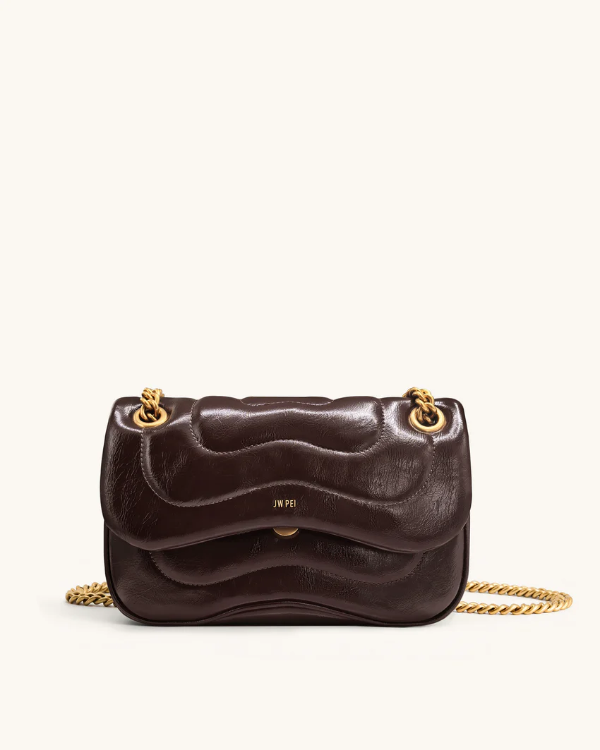 Tina Quilted Chain Crossbody - Deep Claret Brown
