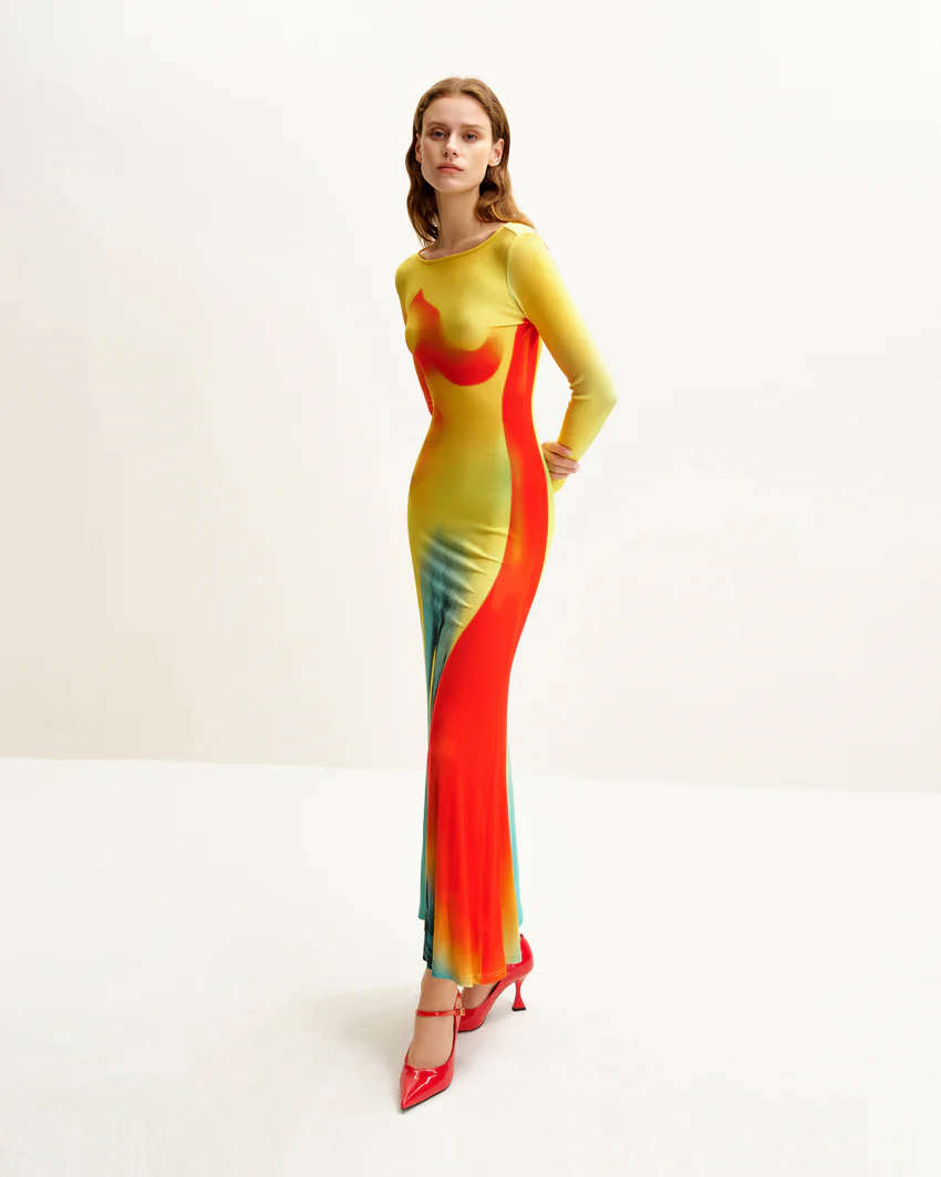 Lily Illusion Print Dress - Multicolor