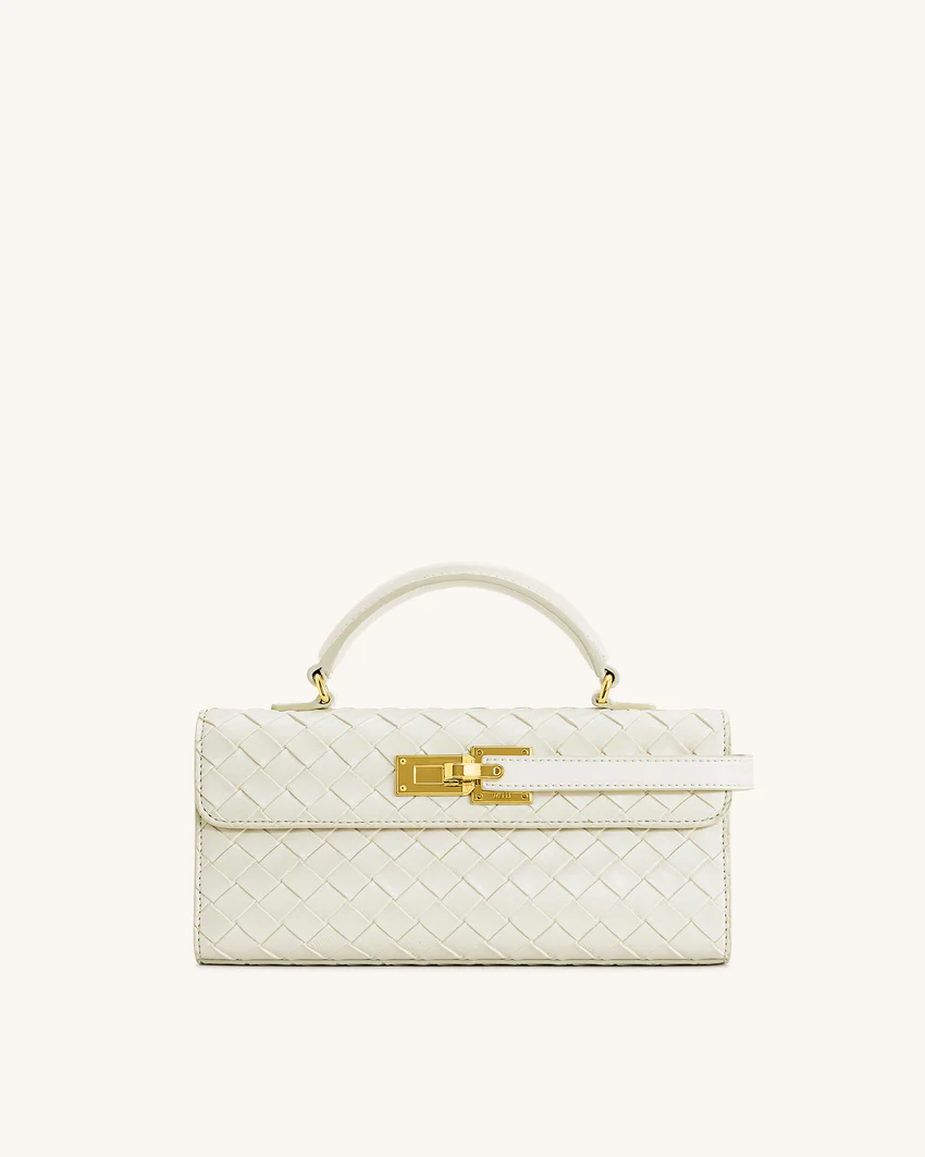 Keyla Weave Texture Top Handle Bag - White