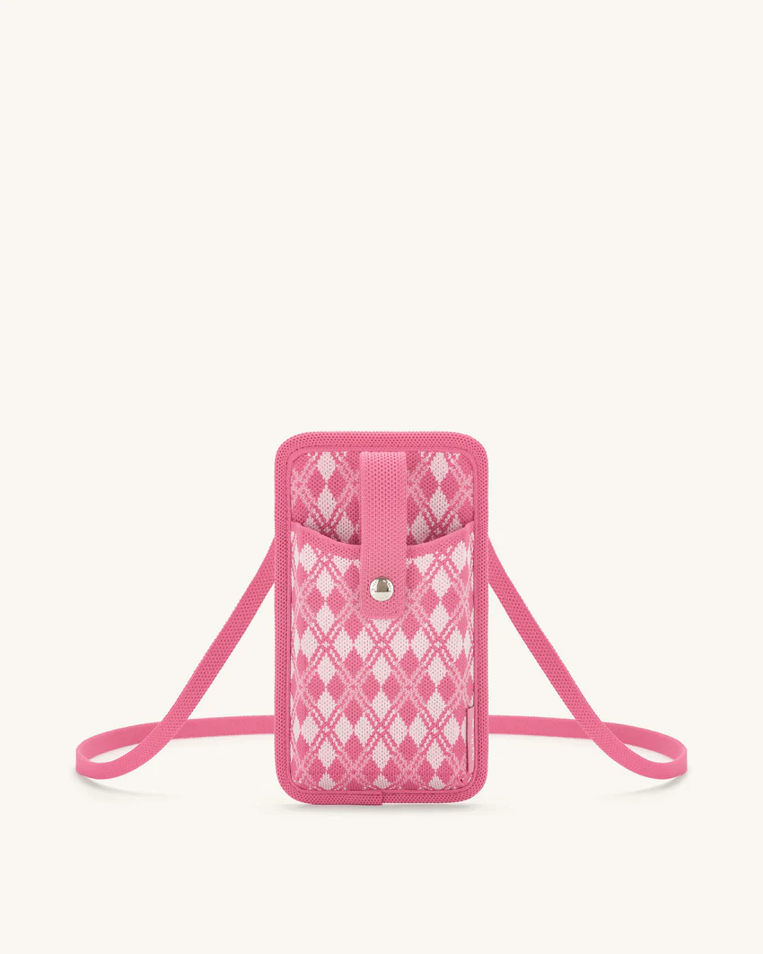 Aylin Knitted Phone Bag -  Pink & Hot Pink