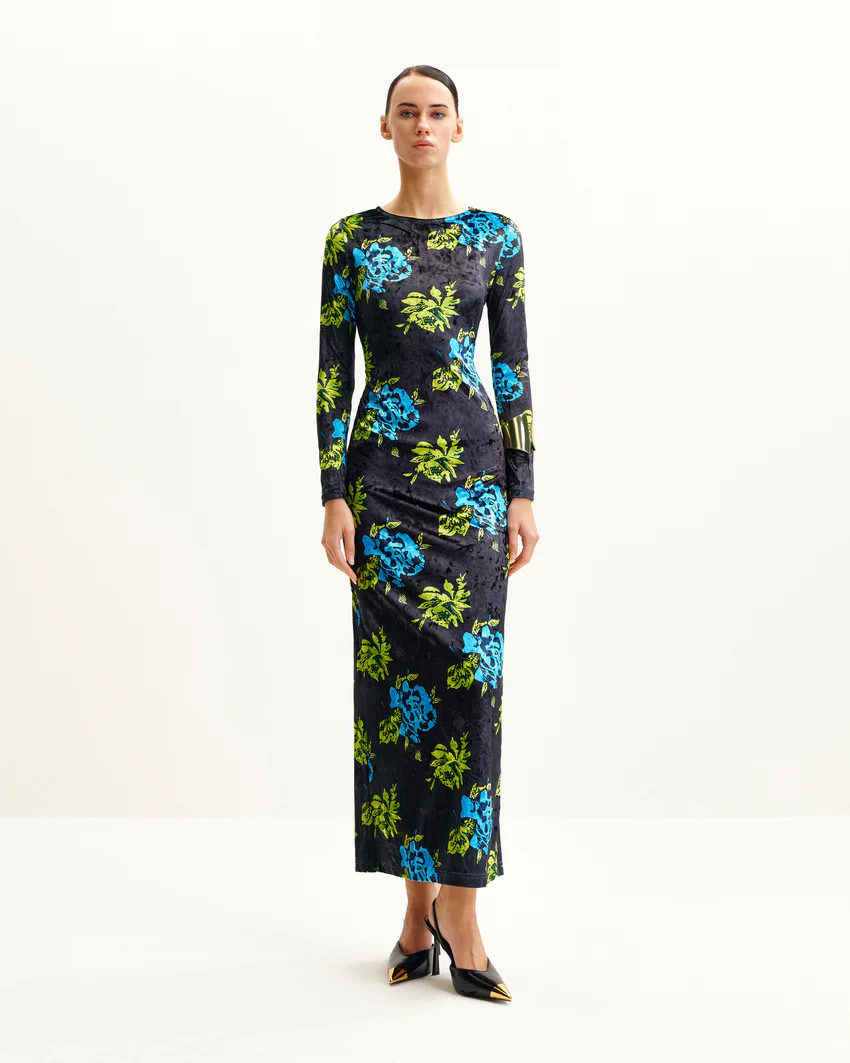 Zoe Vibrant Floral Long Sleeve Gown - Multicolor