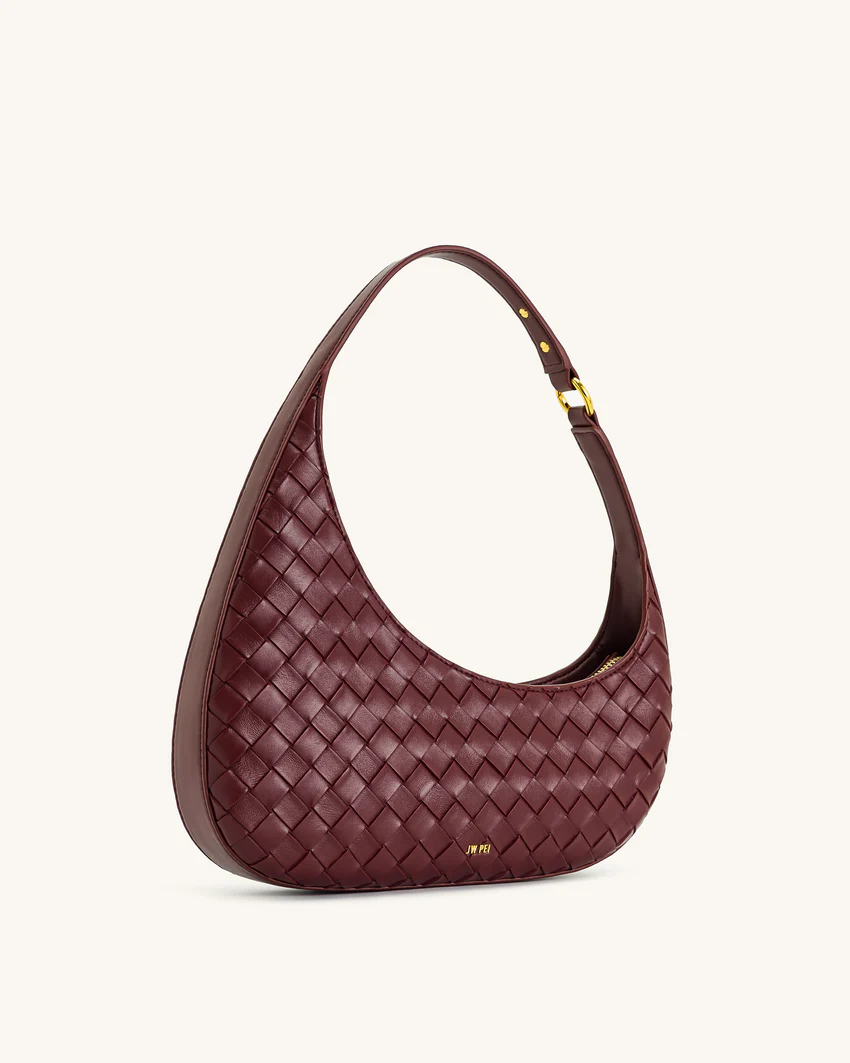 Harlee Weave Texture Shoulder Bag - Burgundy
