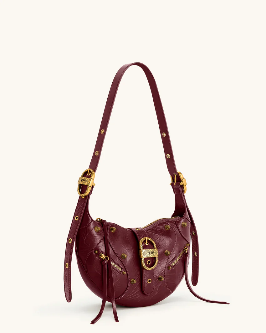 Tessa Studded Shoulder Bag - Burgundy