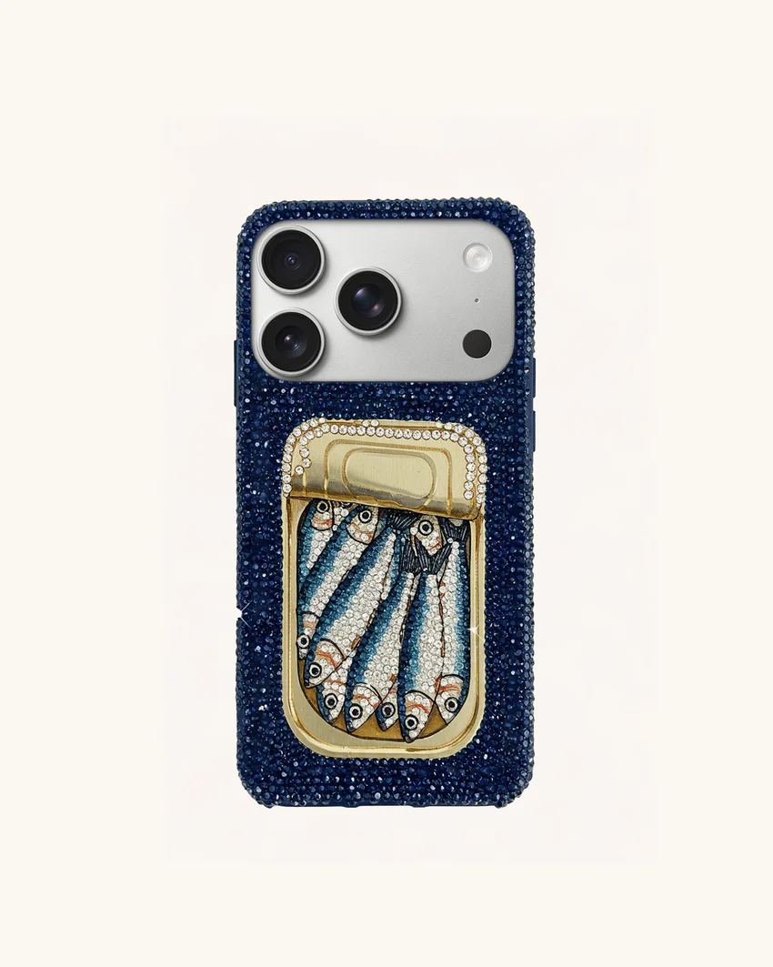Sardine Tin Artificial Crystal Phone Case - Blue