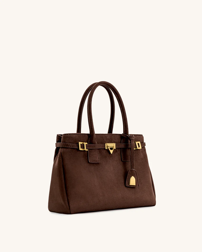 Miley Belt Embellished Tote Bag - Brown