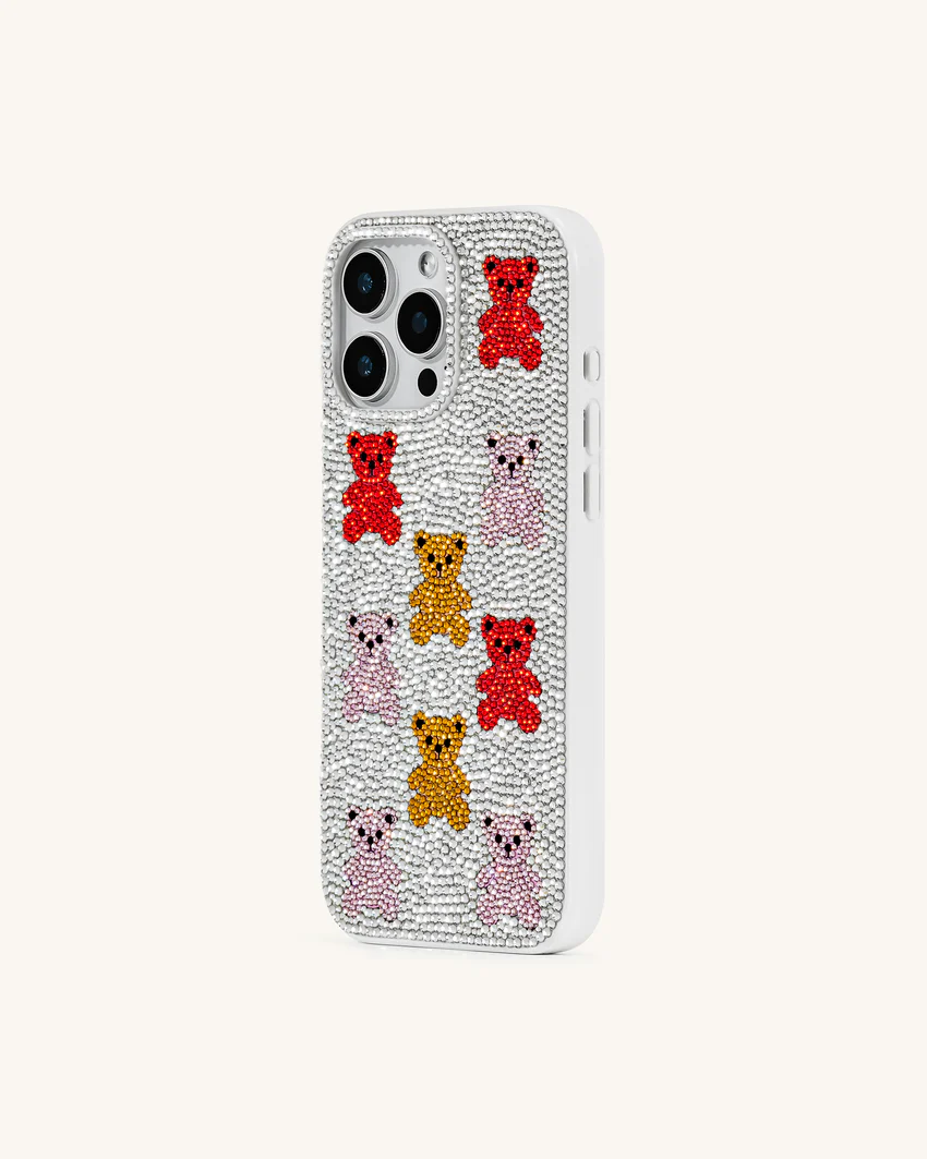 Bear Bling Phone Case - Multicolor White