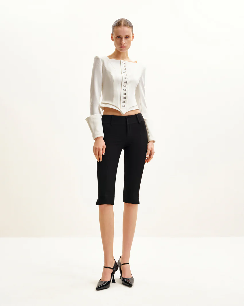 Lydia Corset-Inspired Blazer - White